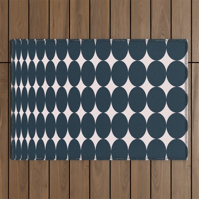 Retro Round Pattern - Dark Blue Outdoor Rug Gallery Image 1