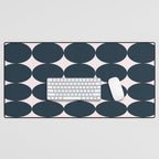 Retro Round Pattern - Dark Blue Desk Mat Gallery Image 1