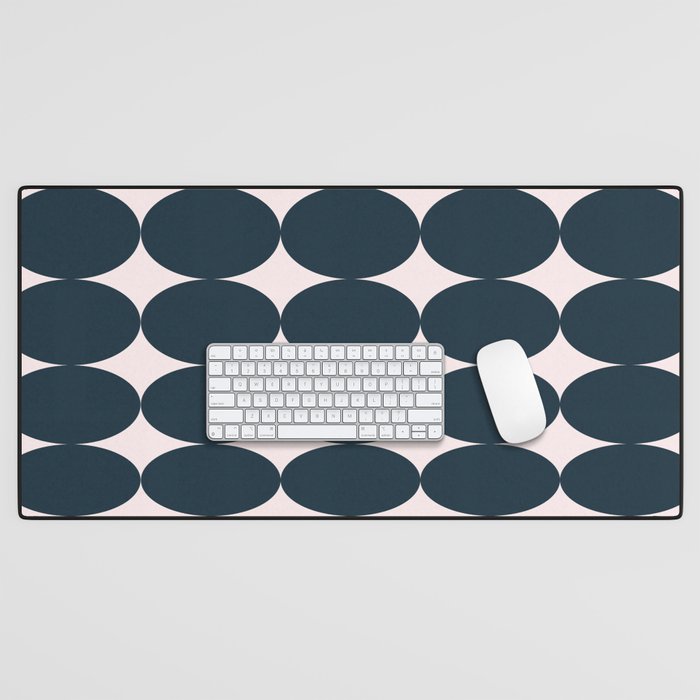 Retro Round Pattern - Dark Blue Desk Mat Gallery Image 1