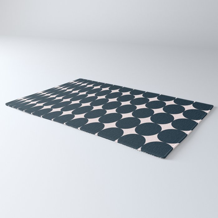 Retro Round Pattern - Dark Blue Rug Gallery Image 3