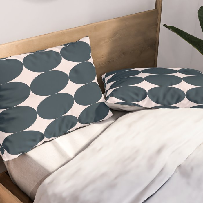Retro Round Pattern - Dark Blue Pillow Sham Gallery Image 2