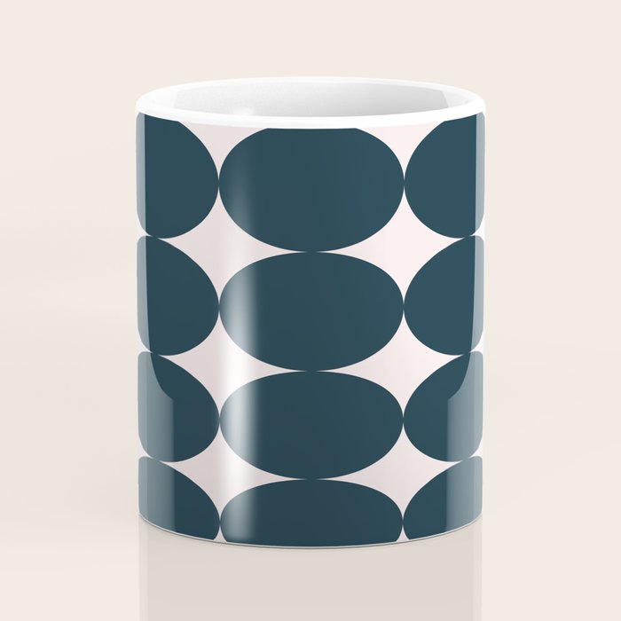 Retro Round Pattern - Dark Blue Coffee Mug Gallery Image 4