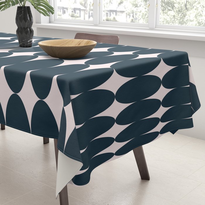 Retro Round Pattern - Dark Blue Tablecloth Gallery Image 3