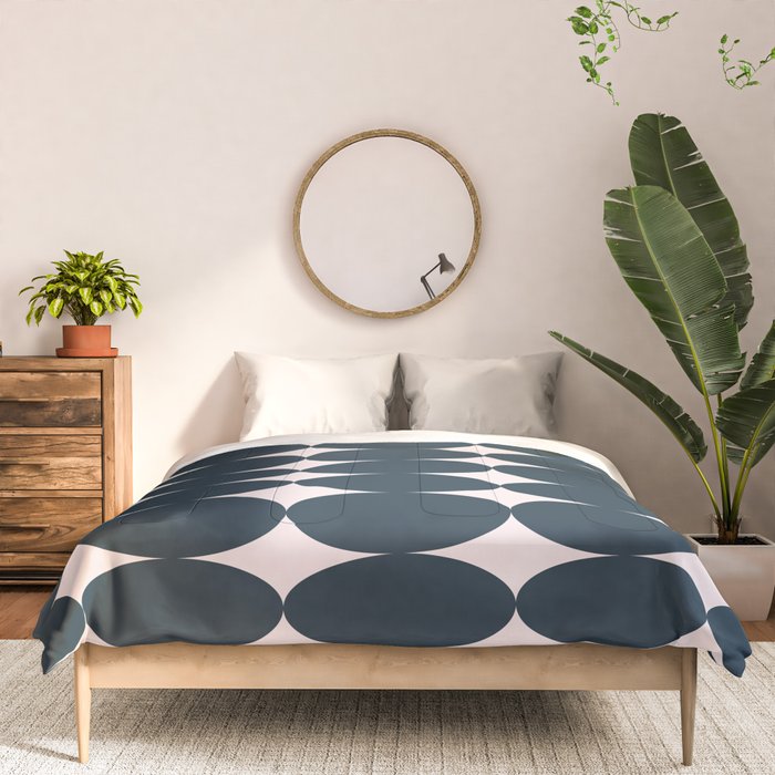 Retro Round Pattern - Dark Blue Comforter Gallery Image 3