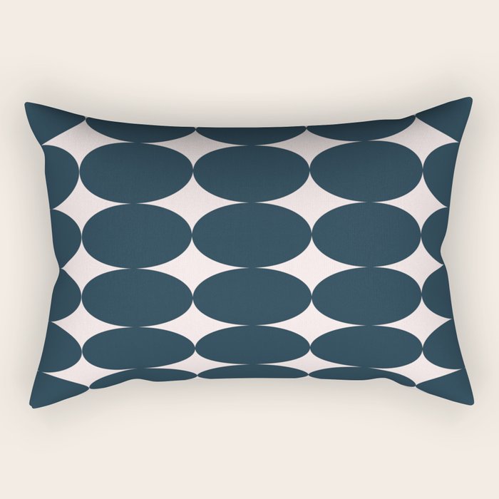 Retro Round Pattern - Dark Blue Rectangular Pillow Gallery Image 1
