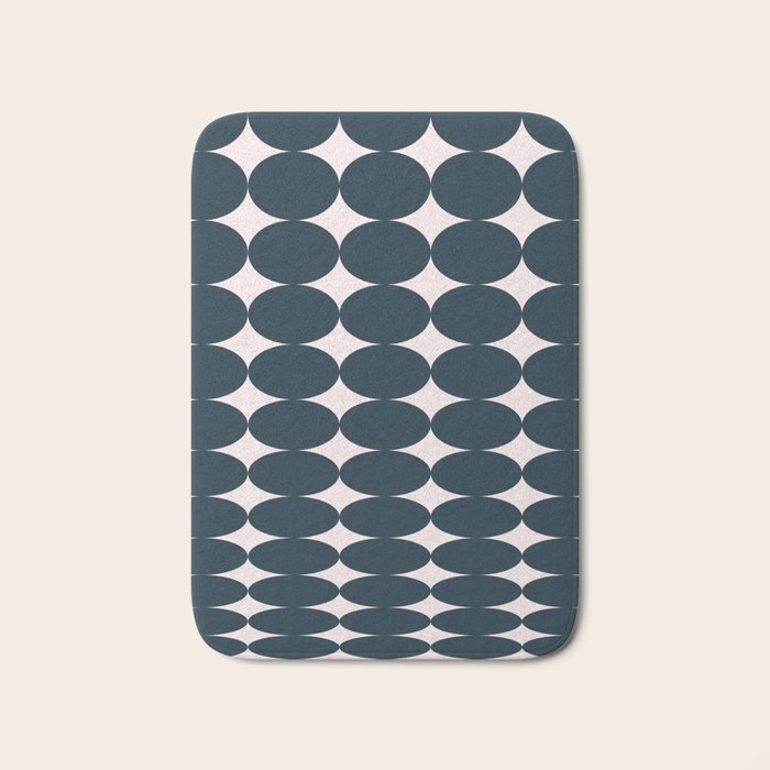 Retro Round Pattern - Dark Blue Bath Mat Gallery Image 1