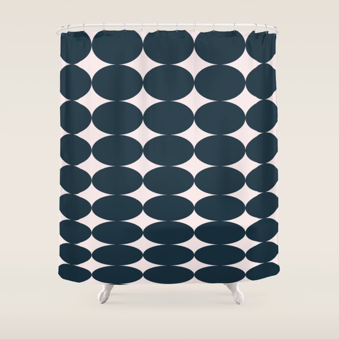 Retro Round Pattern - Dark Blue Shower Curtain Gallery Image 1