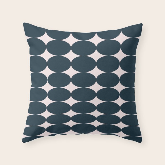 Retro Round Pattern - Dark Blue Throw Pillow Gallery Image 1