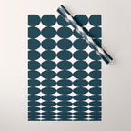 Retro Round Pattern - Dark Blue Wrapping Paper Gallery Image 1