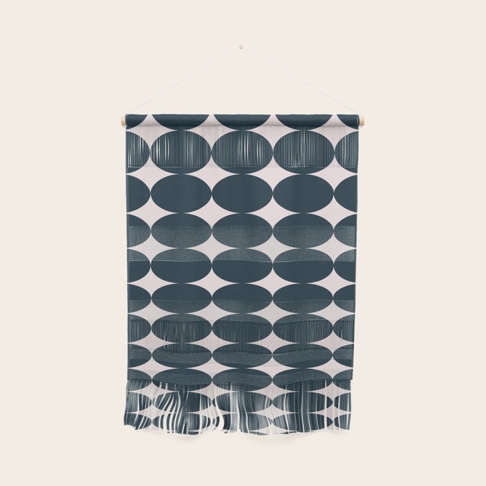 Retro Round Pattern - Dark Blue Wall Hanging Gallery Image 1