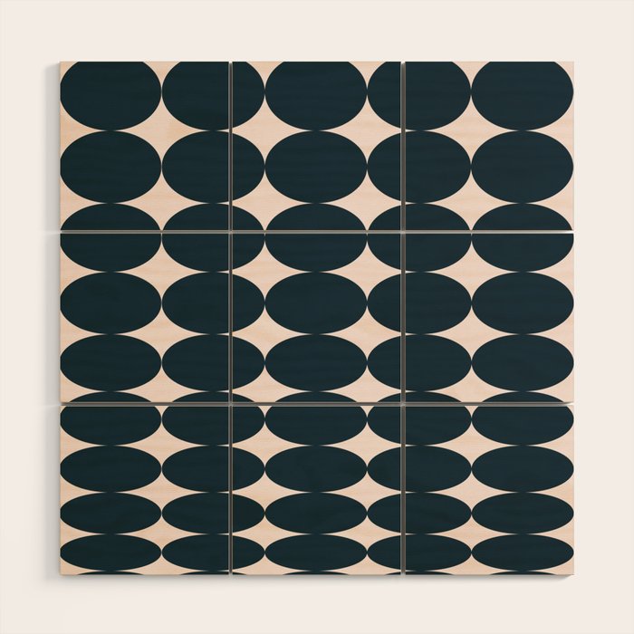 Retro Round Pattern - Dark Blue Wood Wall Art Gallery Image 1