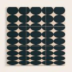 Retro Round Pattern - Dark Blue Wood Wall Art Gallery Image 1