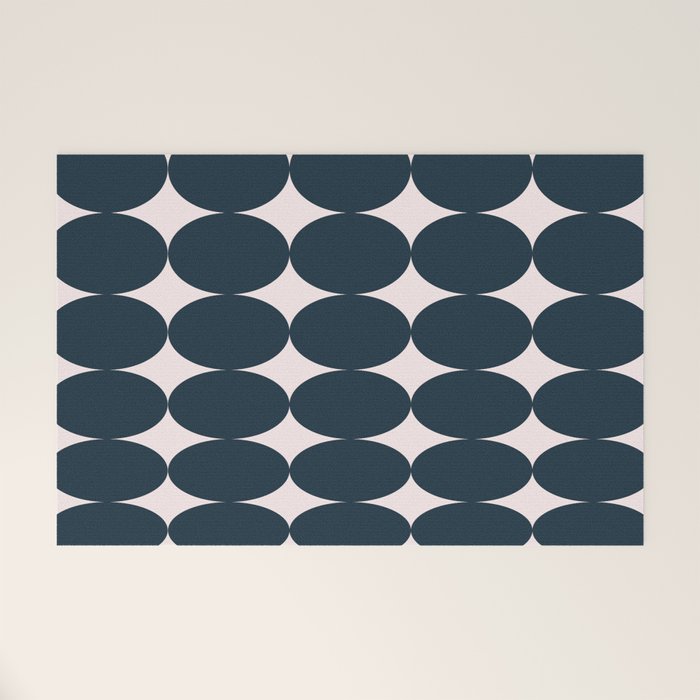 Retro Round Pattern - Dark Blue Welcome Mat Gallery Image 1