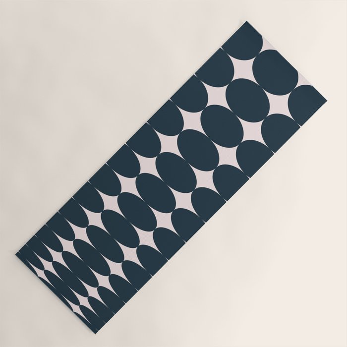 Retro Round Pattern - Dark Blue Yoga Mat Gallery Image 1