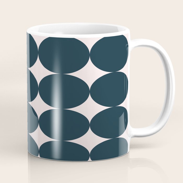 Retro Round Pattern - Dark Blue Coffee Mug Gallery Image 1