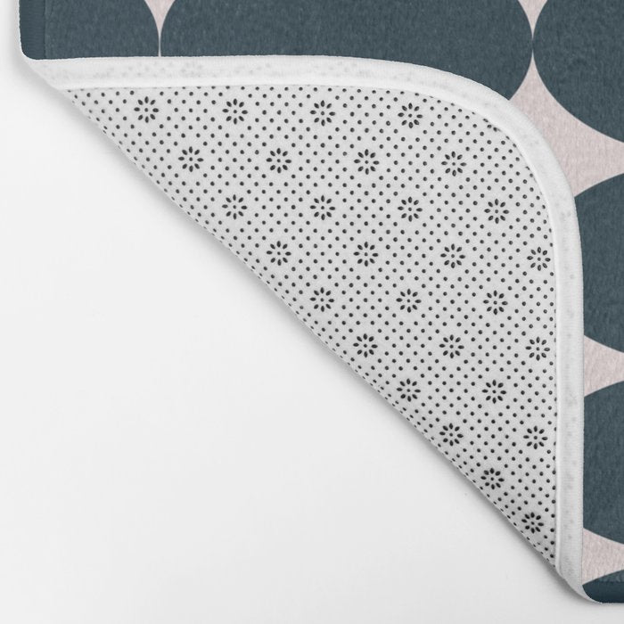 Retro Round Pattern - Dark Blue Bath Mat Gallery Image 2
