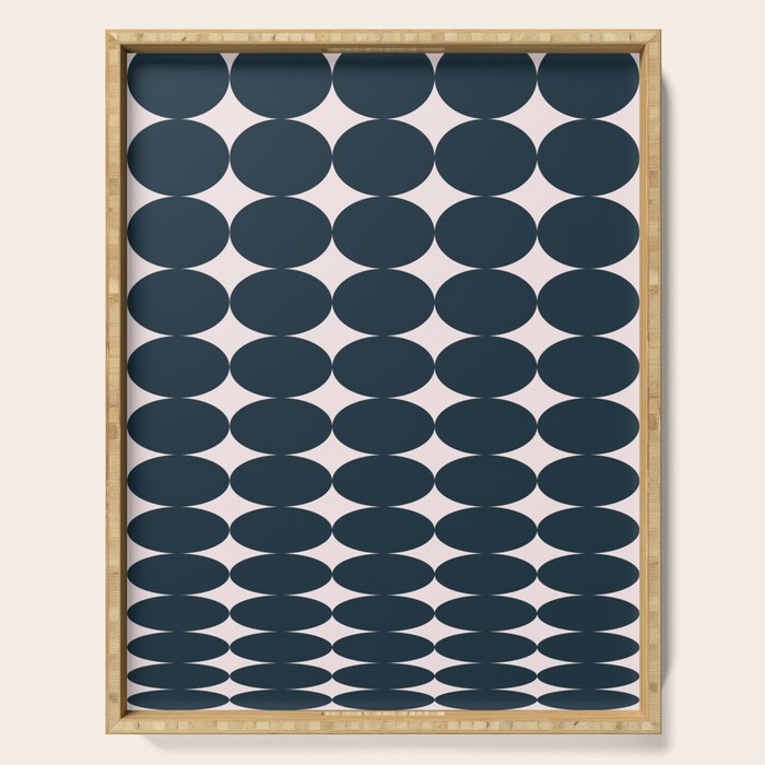 Retro Round Pattern - Dark Blue Serving Tray Gallery Image 1