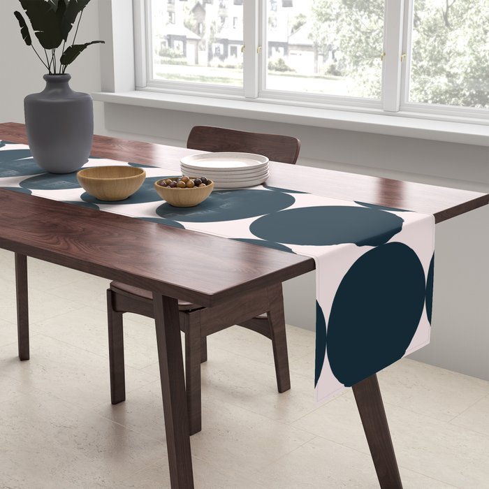 Retro Round Pattern - Dark Blue Table Runner Gallery Image 2