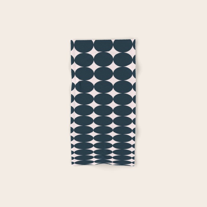 Retro Round Pattern - Dark Blue Bath Towel Gallery Image 1