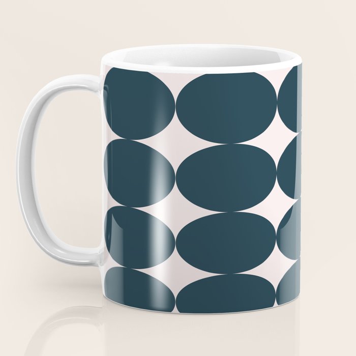 Retro Round Pattern - Dark Blue Coffee Mug Gallery Image 3