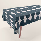 Retro Round Pattern - Dark Blue Tablecloth Gallery Image 1