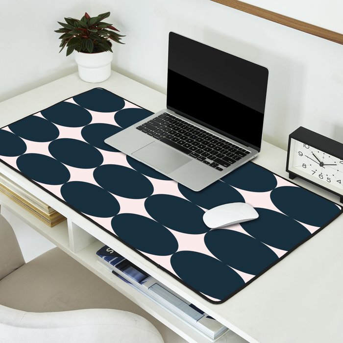 Retro Round Pattern - Dark Blue Desk Mat Gallery Image 2