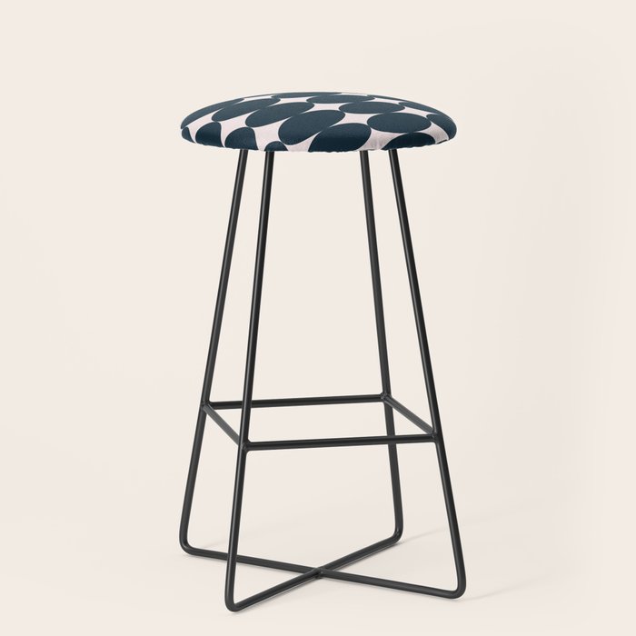 Retro Round Pattern - Dark Blue Stool Gallery Image 1