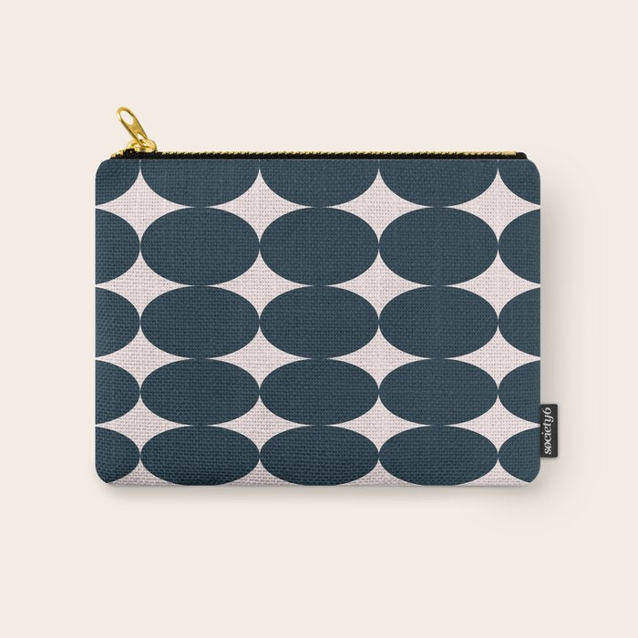 Retro Round Pattern - Dark Blue Carry All Pouch Gallery Image 1