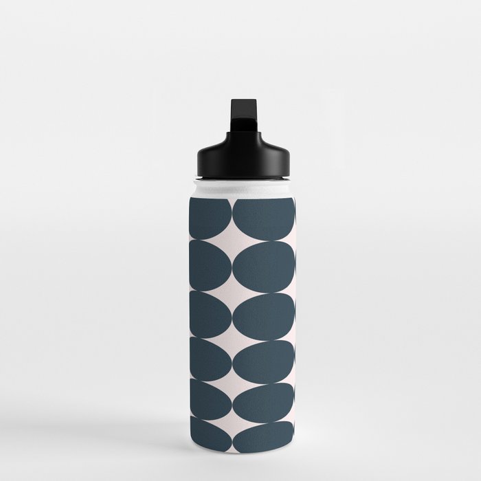 Retro Round Pattern - Dark Blue Water Bottle Gallery Image 3