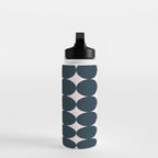 Retro Round Pattern - Dark Blue Water Bottle Gallery Image 3
