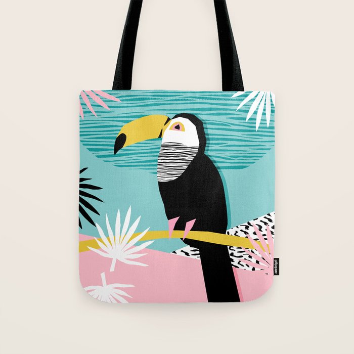 Loopy - wacka designs abstract bird toucan tropical memphis throwback retro neon 1980s style pop art Tote Bag Gallery Image 1