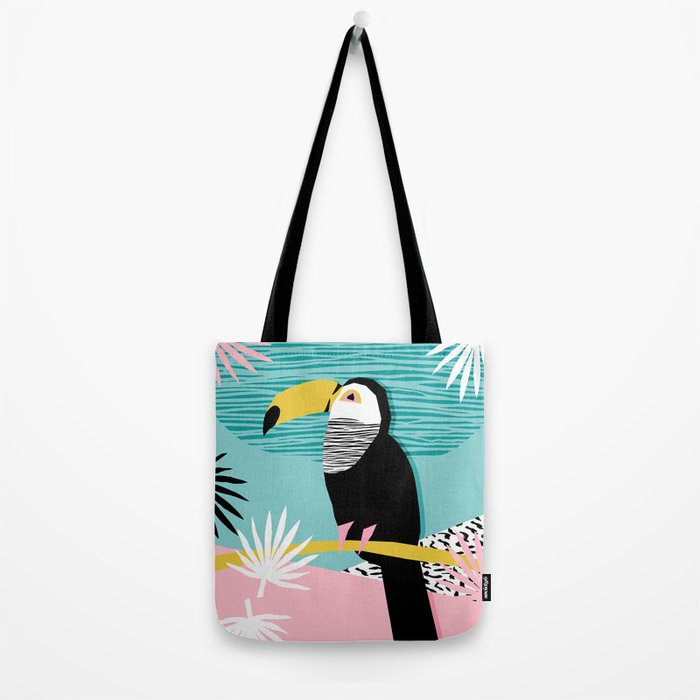 Loopy - wacka designs abstract bird toucan tropical memphis throwback retro neon 1980s style pop art Tote Bag Gallery Image 2