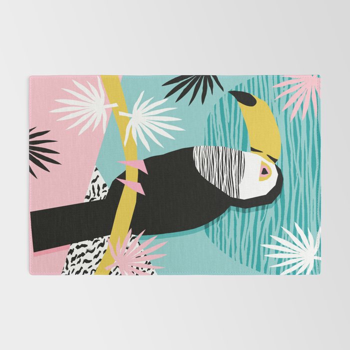 Loopy - wacka designs abstract bird toucan tropical memphis throwback retro neon 1980s style pop art Rug Gallery Image 2