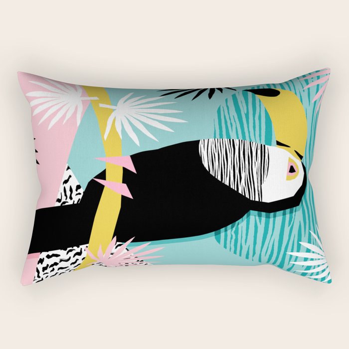 Loopy - wacka designs abstract bird toucan tropical memphis throwback retro neon 1980s style pop art Rectangular Pillow Gallery Image 1