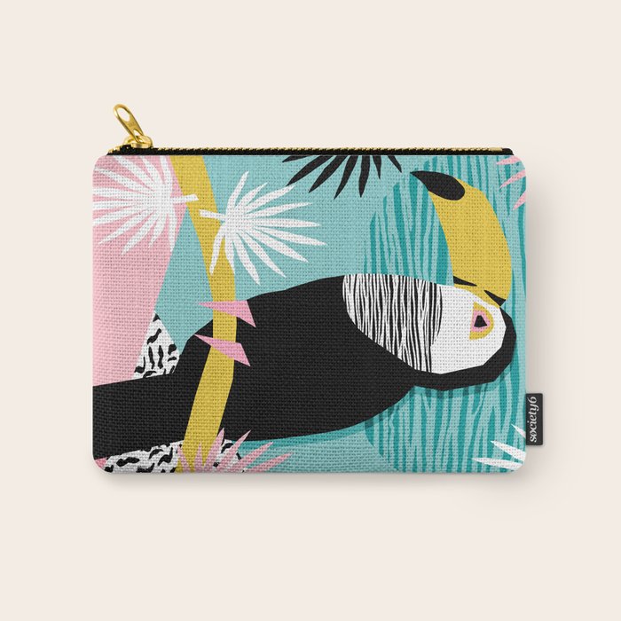 Loopy - wacka designs abstract bird toucan tropical memphis throwback retro neon 1980s style pop art Carry All Pouch Gallery Image 1