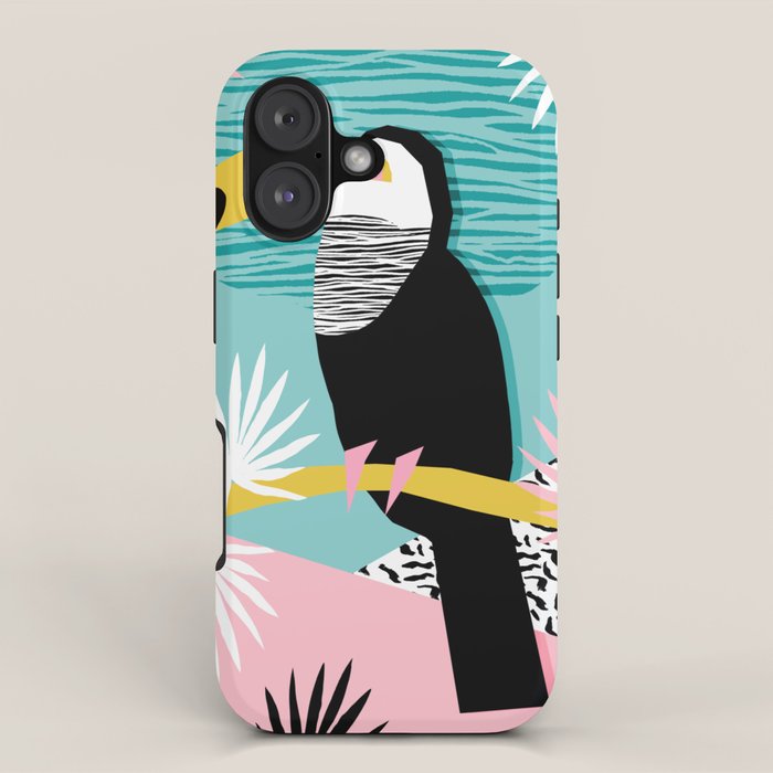 Loopy - wacka designs abstract bird toucan tropical memphis throwback retro neon 1980s style pop art iPhone Case Gallery Image 1