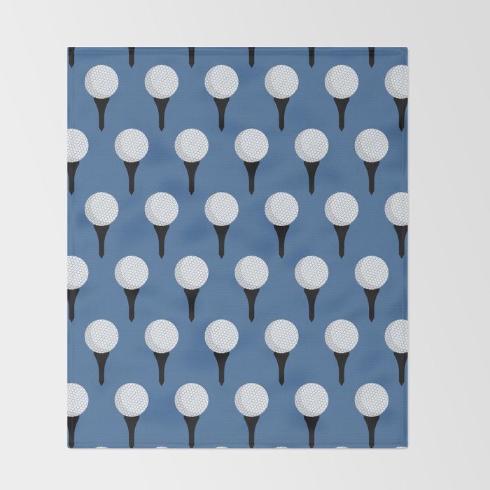 Golf Ball & Tee Pattern (Blue) Throw Blanket Gallery Image 2
