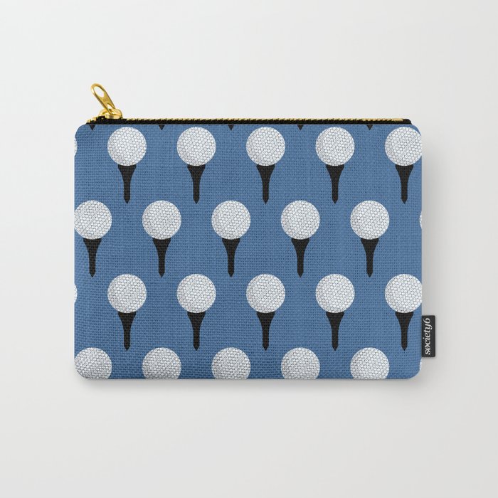 Golf Ball & Tee Pattern (Blue) Carry All Pouch Gallery Image 1
