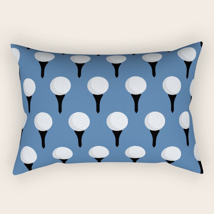 Golf Ball & Tee Pattern (Blue) Rectangular Pillow