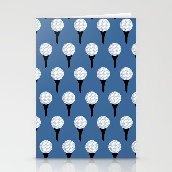 Golf Ball & Tee Pattern (Blue) Stationery Card Gallery Image 1