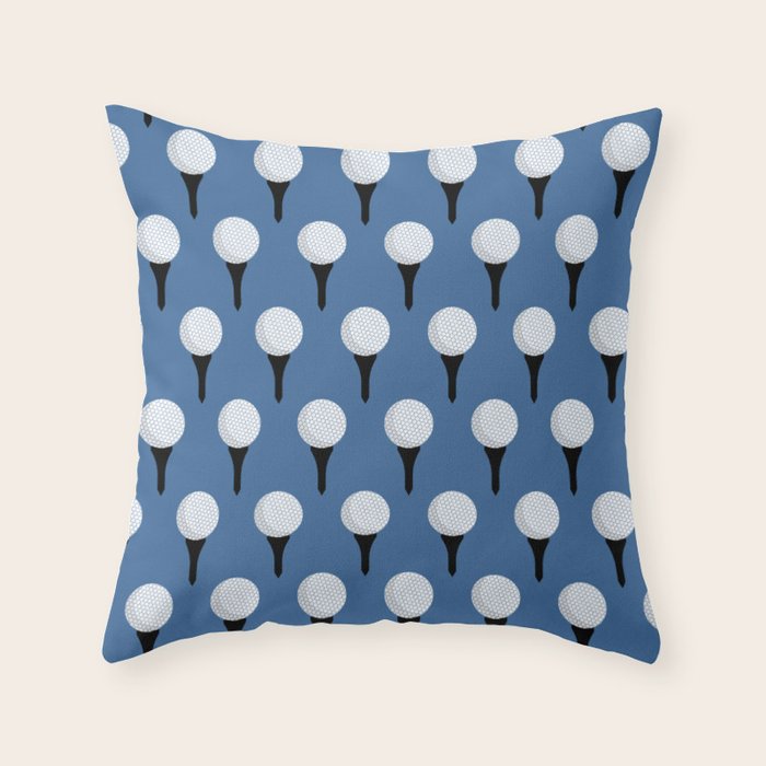 Golf Ball & Tee Pattern (Blue) Throw Pillow Gallery Image 6