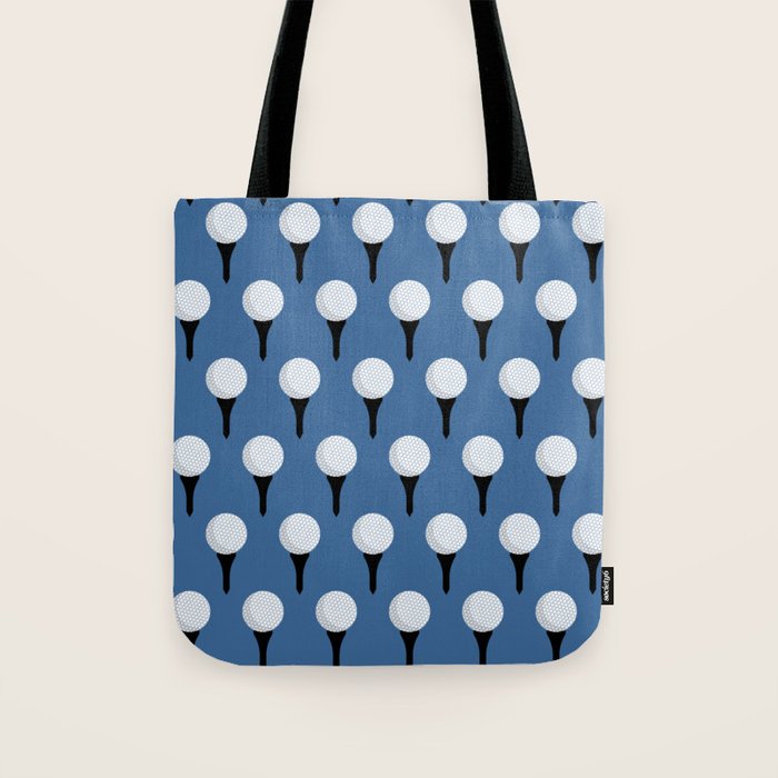 Golf Ball & Tee Pattern (Blue) Tote Bag Gallery Image 1