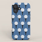 Golf Ball & Tee Pattern (Blue) iPhone Case Gallery Image 1