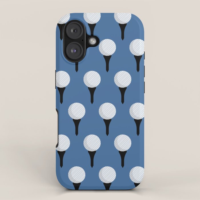 Golf Ball & Tee Pattern (Blue) iPhone Case Gallery Image 1