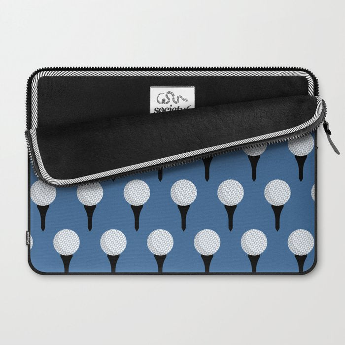 Golf Ball & Tee Pattern (Blue) Laptop Sleeve Gallery Image 2