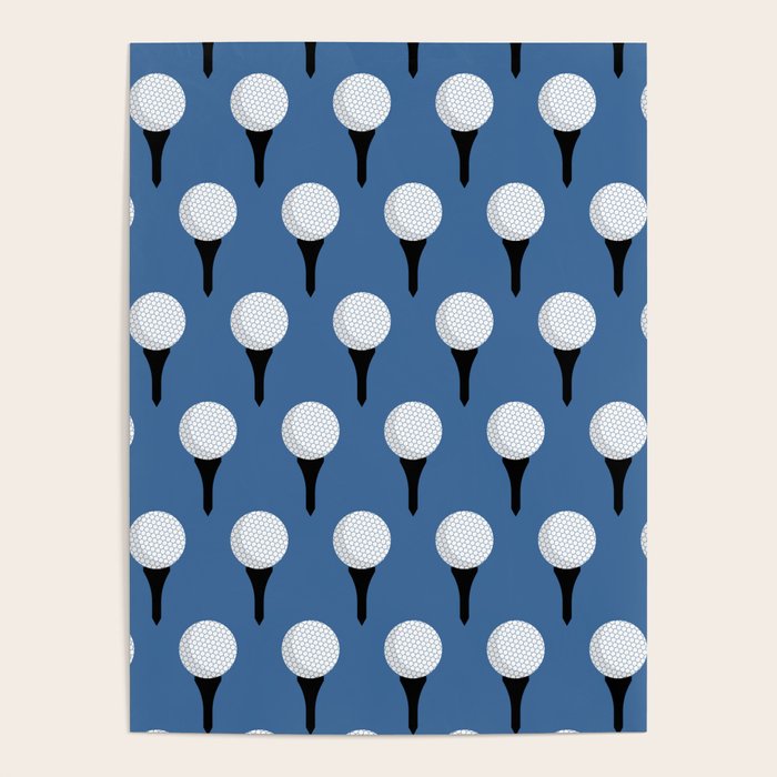 Golf Ball & Tee Pattern (Blue) Poster Gallery Image 4