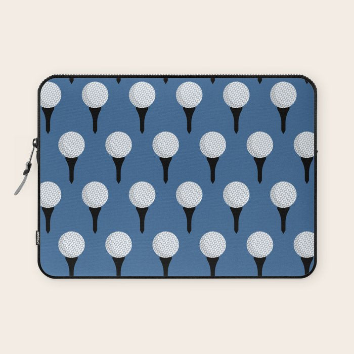Golf Ball & Tee Pattern (Blue) Laptop Sleeve Gallery Image 1