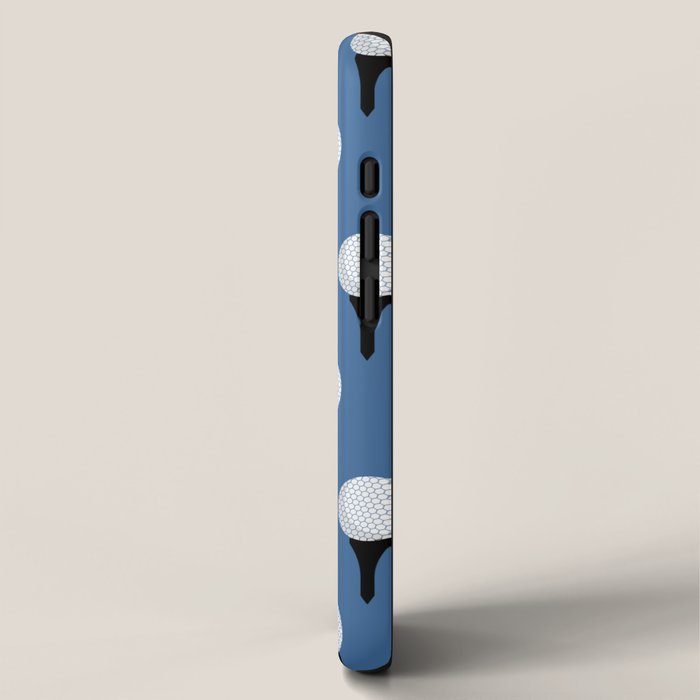 Golf Ball & Tee Pattern (Blue) iPhone Case Gallery Image 2