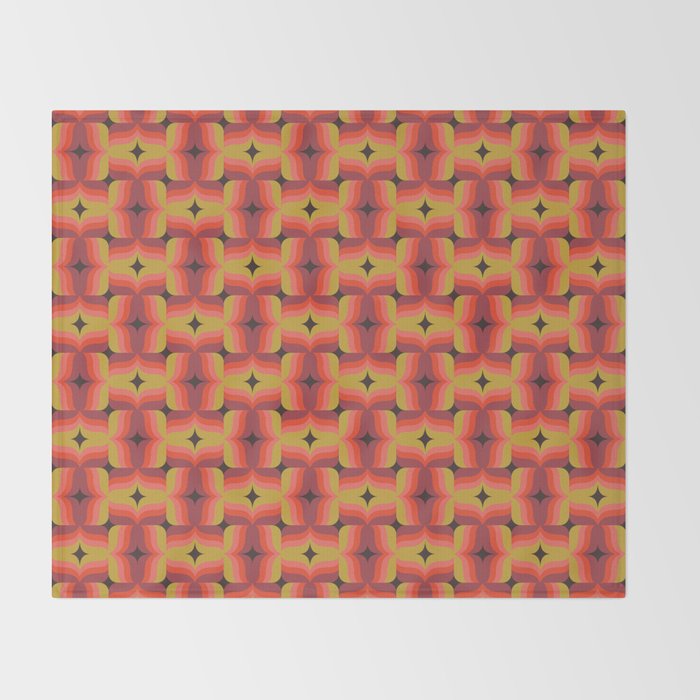 Retro Crimson Ceramic Throw Blanket Gallery Image 2