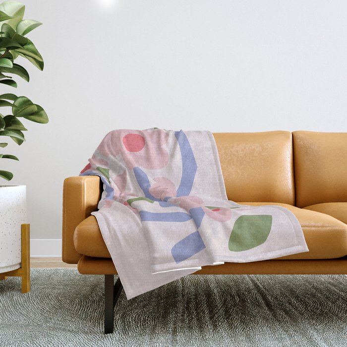 Floral dance - pastel Throw Blanket Gallery Image 1